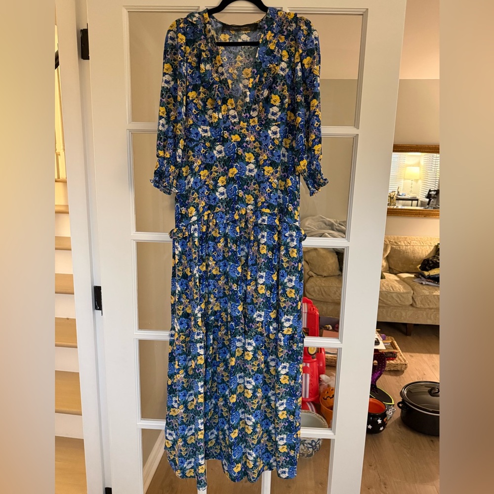 Floral Blue and Yellow Women's Dress